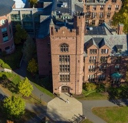 An aerial photo of the Mount Holyoke College Science Center