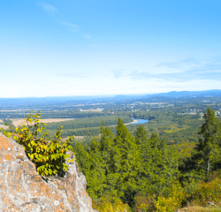 The stunning view of the Pioneer Valley from the top of Mount Holyoke on Mountain Day