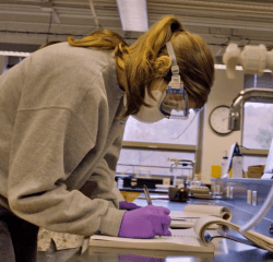 A student working in a science lab