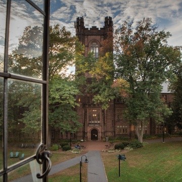 Mount Holyoke library from an open window