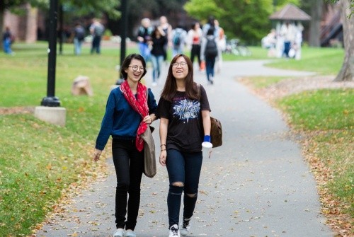Students walking on campus