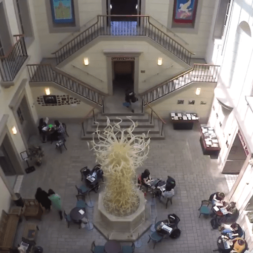 The Mount Holyoke College library atrium
