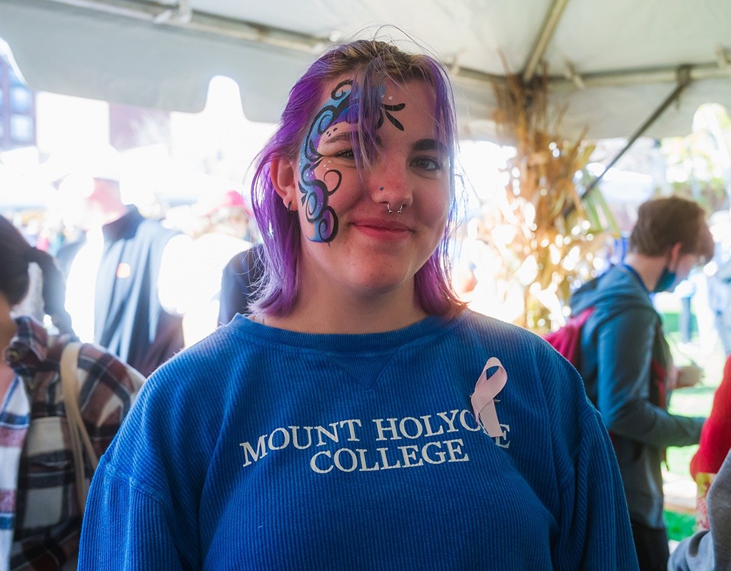 Decorated face painting at Mount Holyoke College's Fall Fest, October 2024
