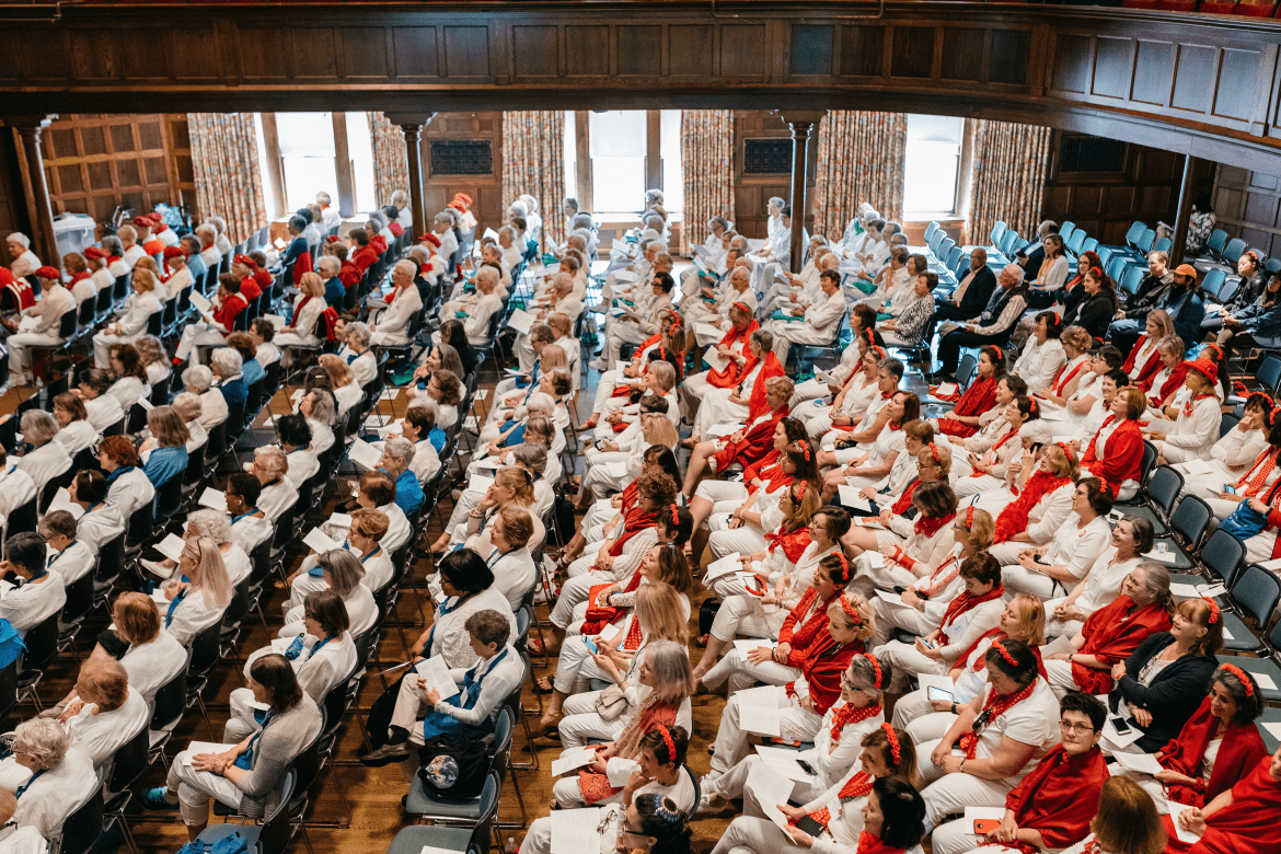 Alums sitting in Chapin Auditorium during the yearly meeting during reunion