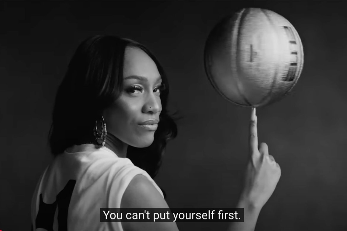 Nike Super Bowl ad screen capture written by Mount Holyoke College alum “Ted” Malenfant class of 2013