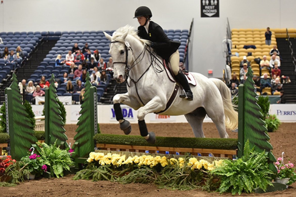 Sara Hearn jumps to her second national victory in the IHSA championships.