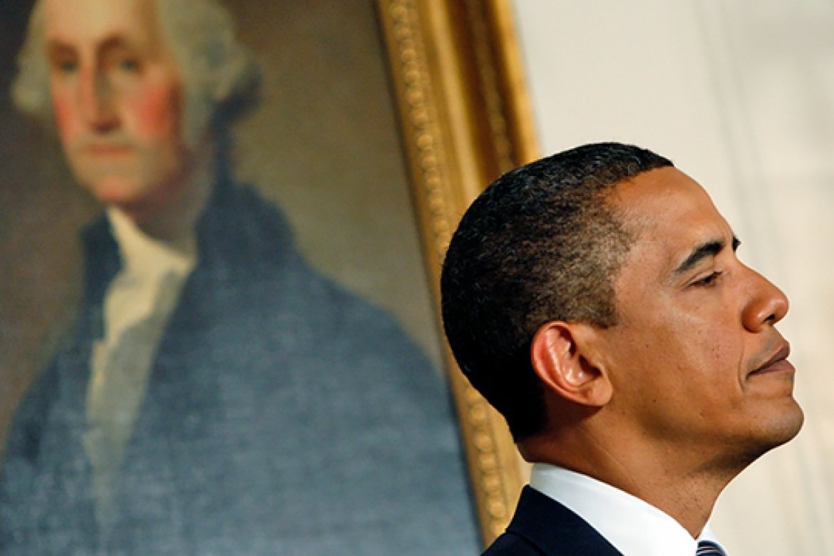 "History has its eyes on you:" The first president and the 44th. 