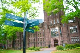 Sign on campus of various locations around the world.