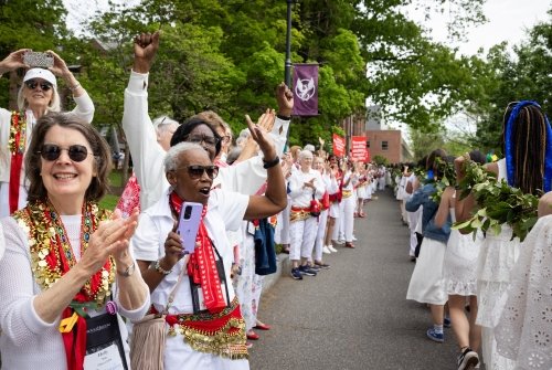 Excitement from alums at the Laurel Parade at Mount Holyoke College