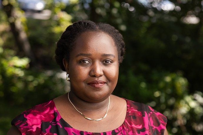 Diane Uwacu on the Mount Holyoke campus in 2023. Photo by Joanna Chattman.