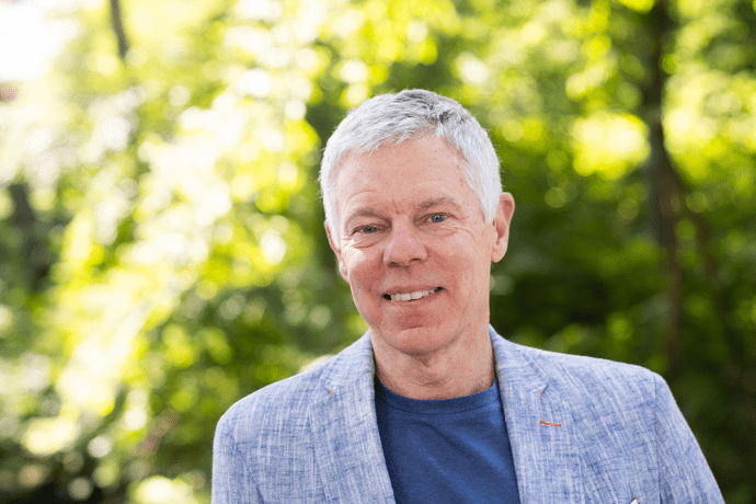 William Seigh in 2023 on the Mount Holyoke College campus. Photo by Joanna Chapman.