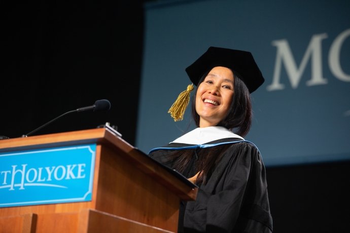 Alum Lan Cao ’83 during Commencement 2023