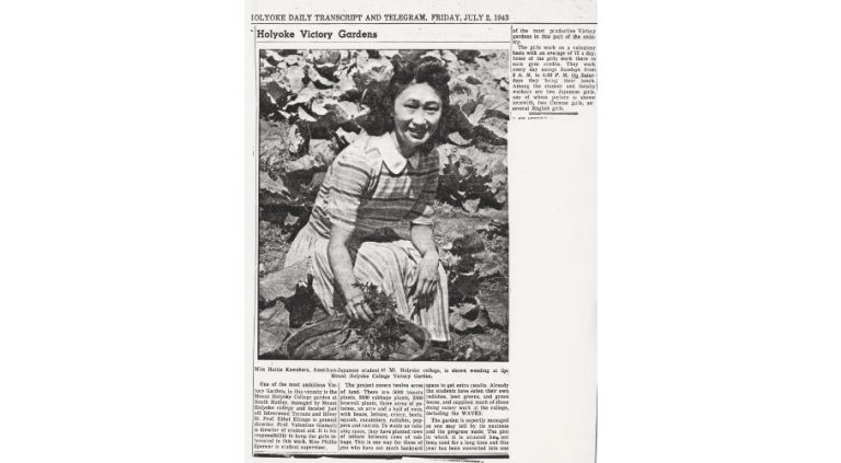 Kawahara working on the College farm, 1943.