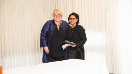 Sonya Stephens and Suparna Roychoudhury at the Faculty Awards in 2020.