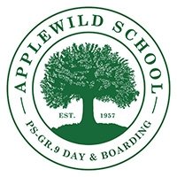 Applewild School Est. 1907 Ps-Gr.9 Day & Boarding with a tree in the middle of a circle