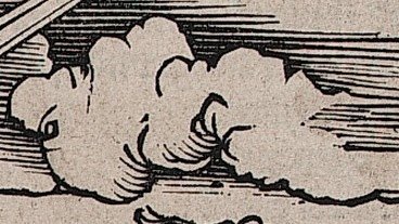 Detail of a cloud from Albrecht Dürer’s “The Four Horsemen” of the Apocalypse, 1497–1498, print, woodcut, MHC Art Museum