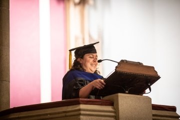 Adriana Pitetta speaking at Baccalaureate