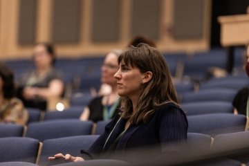 Angie Gregory in a lecture hall