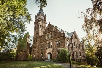 Mary Lyon Hall and clock tower.