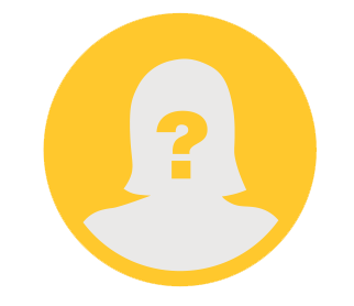 Anonymous - a gray female figure with a yellow question mark in the center of a yellow circle